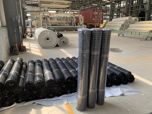 Çimento Kaplama için Siyah Zemin Stabilizasyon Mesh Fiberglas Geogrid