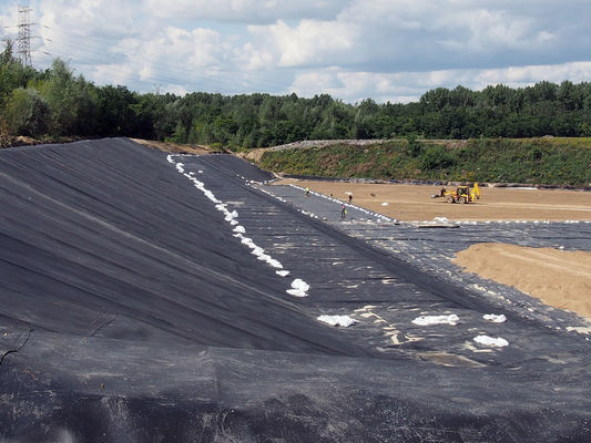 Width 1 to 12 meters Geomembrane providing Elongation at Break at least 700 percent suitable for reservoir liners and erosion control systems