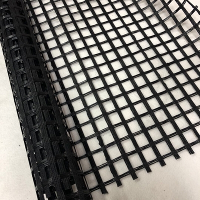 120kn PET Geogrid Çözgü Örme Eğimi Takviye Polyester Kaplama PVC