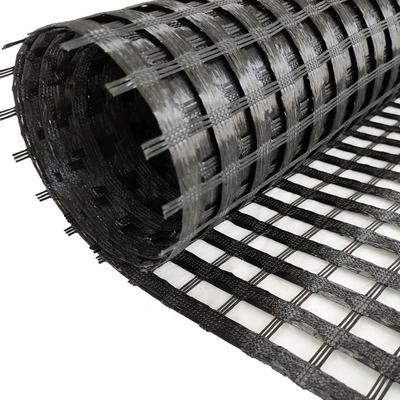 Biaxial Warp Fiberglass Geogrid Roll Uzunluğu 50m-100m Ağ Boyutu 25mm X 25mm Toprak Ayrımcılığı ve Güçlendirme için